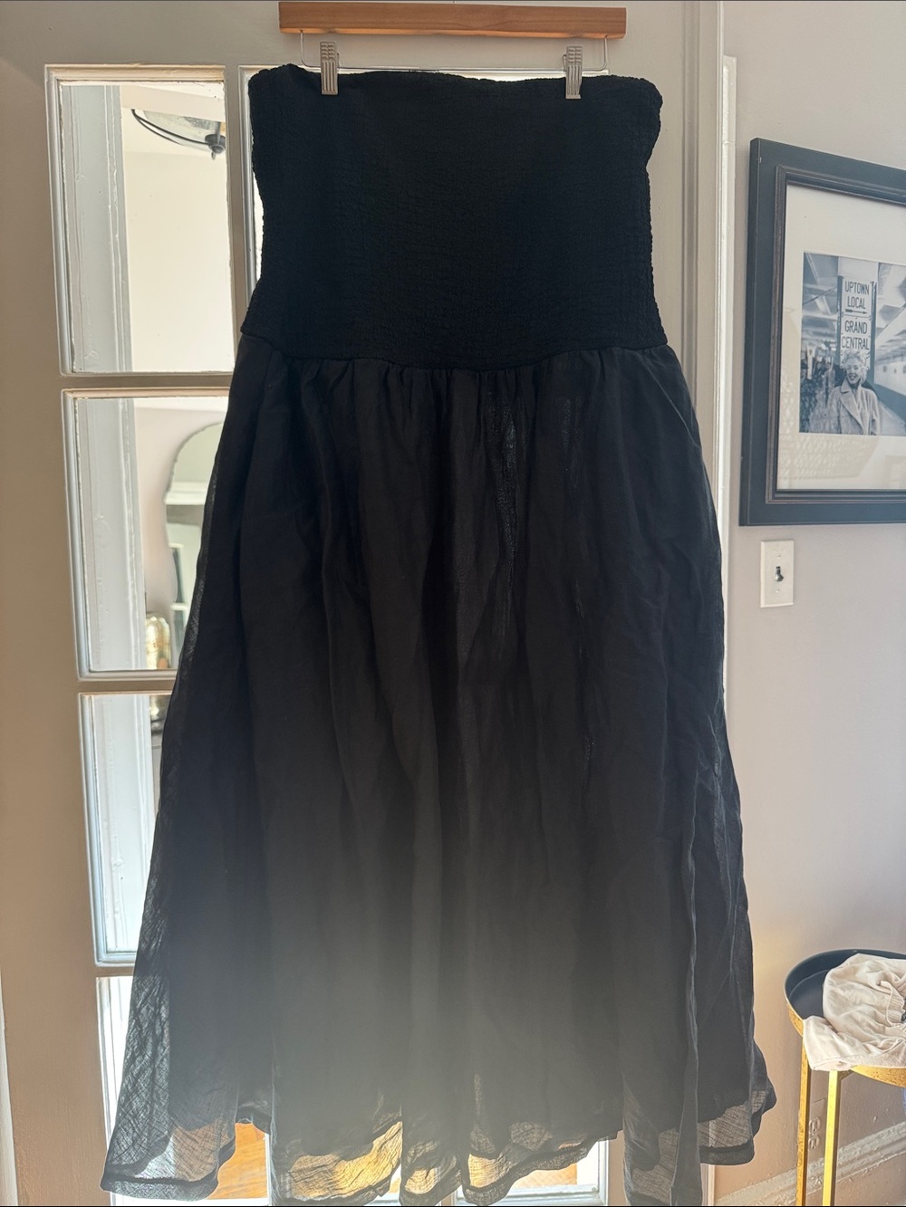 JCREW Strapless Black Midi/Maxi Dress with Smocked Bodice-XXL